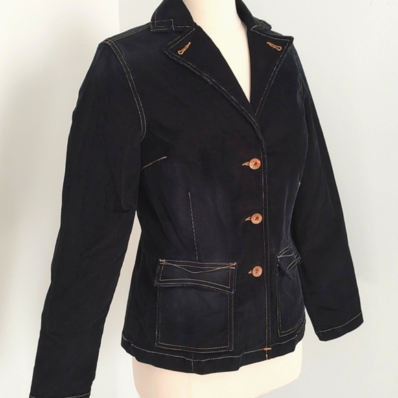 Jeanstar Womens Navy Blue Distressed Corduroy Jean Jacket/Blazer NWT /Size L - Picture 2 of 11